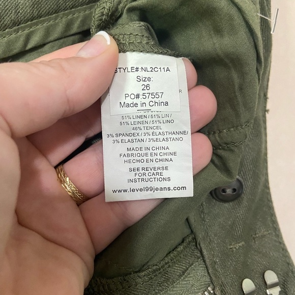 Level 99 green straight leg women's 26 linen blend trouser pants EUC - Picture 7 of 7